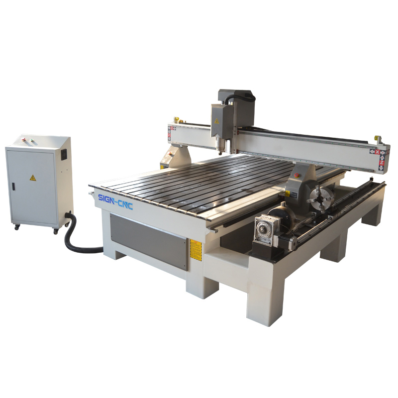 ACE-1325 4axis cnc router with 4 claw double chuch rotary