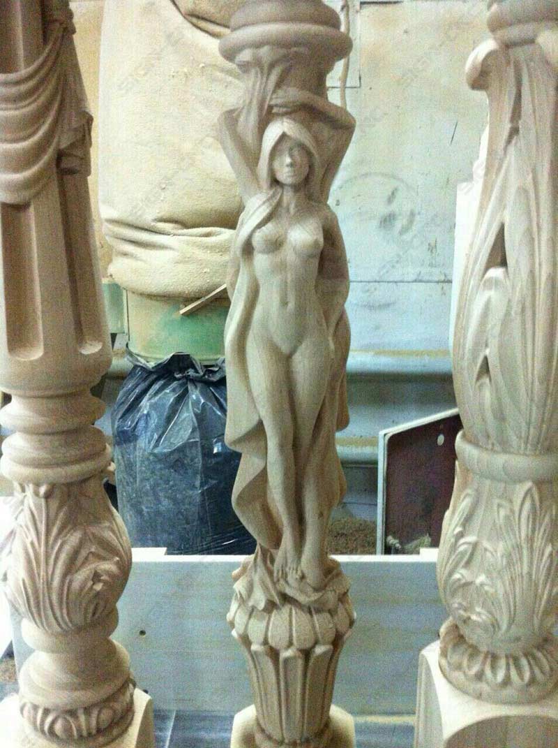 round carved CNC Wood carving sample router 