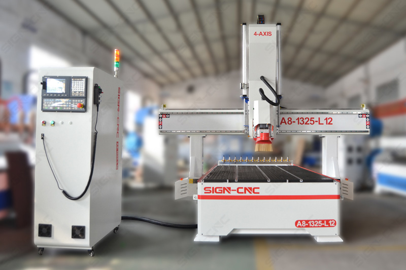 A8-1325-L12 ATC CNC Router Machine 4Axis Swing head for 3D Model