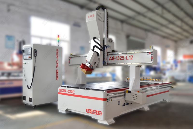 A8-1325-L12 ATC CNC Router Machine 4Axis Swing head for 3D Model