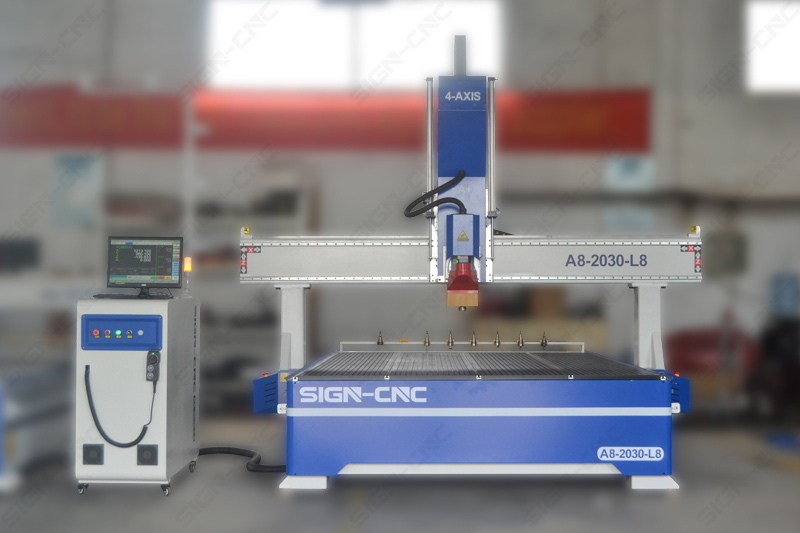 A8-2030-L8 ATC CNC Router Machine 4Axis Swing head for 3D Model