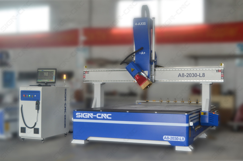 A8-2030-L8 ATC CNC Router Machine 4Axis Swing head for 3D Model