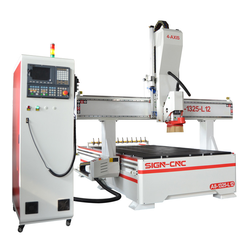 A8-1325-L12 ATC CNC Router Machine 4Axis Swing head for 3D Model