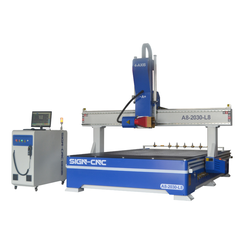 A8-2030-L8 ATC CNC Router Machine 4Axis Swing head for 3D Model